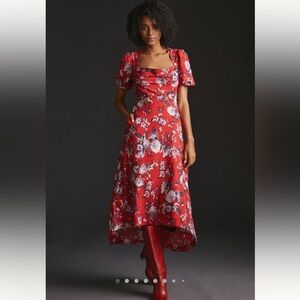 Anthropologie Maeve Puff Sleeve Midi Dress